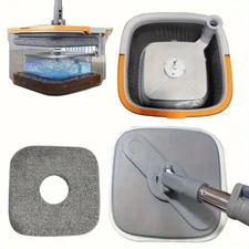 Metal Handle Rotating Mop with Reusable Pads, 360 - Degree