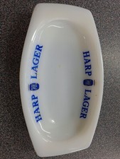 Vintage Harp Lager White Glass Ashtray / Change Tray by Nazeing Glass Ltd