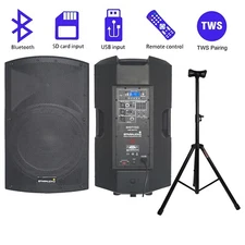 2-Way Speakers PA Active 4000W Powered BT TWS Speaker W/ Adjustable Height Stand