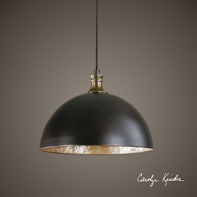 Bronze Dome Pendant Chandelier | Elegant Brass Capiz Shell Light