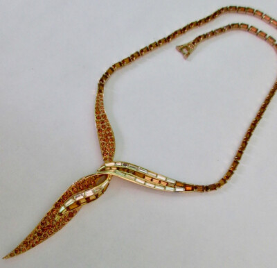 Marcel Boucher LeC Le Couturier SCARCE Rhinestones Necklace #8020 Signed 50s