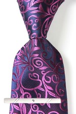 New Classic Floral Purple Black Jacquard Weave 100 Silk Men's Necktie Tie