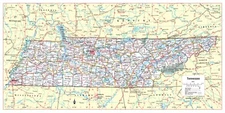 Tennessee State Wall Map Large Print Poster