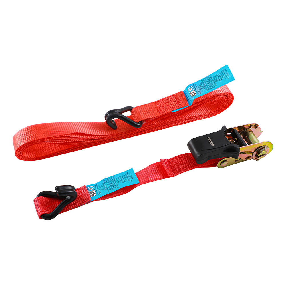 TIMCO J Hook Ratchet Straps Standard Duty - 5m x 25mm | Pack of 2