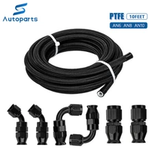 6AN 8AN 10AN PTFE Braid Fuel Hose Line Kit Hose End Fitting for E85 Ethanol 10ft