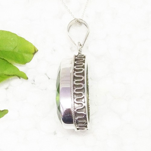 925 Sterling Silver Peridot Necklace Handmade Gemstone Jewelry Gift For Women - Picture 3 of 5