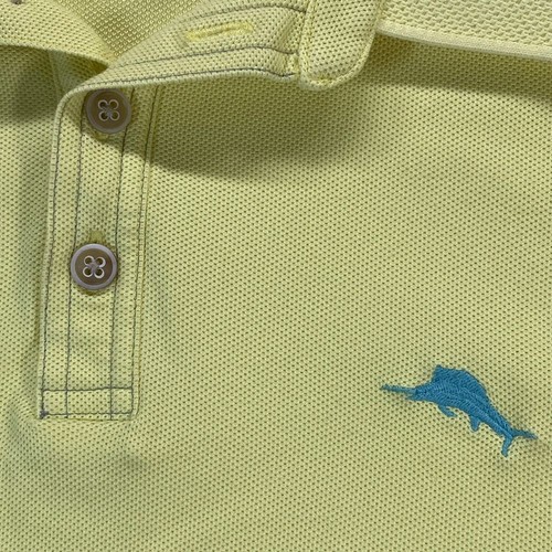 Tommy Bahama butter Yellow Polo Shirt Cotton Blend Dolphin Logo Casual Golf L - Picture 6 of 10