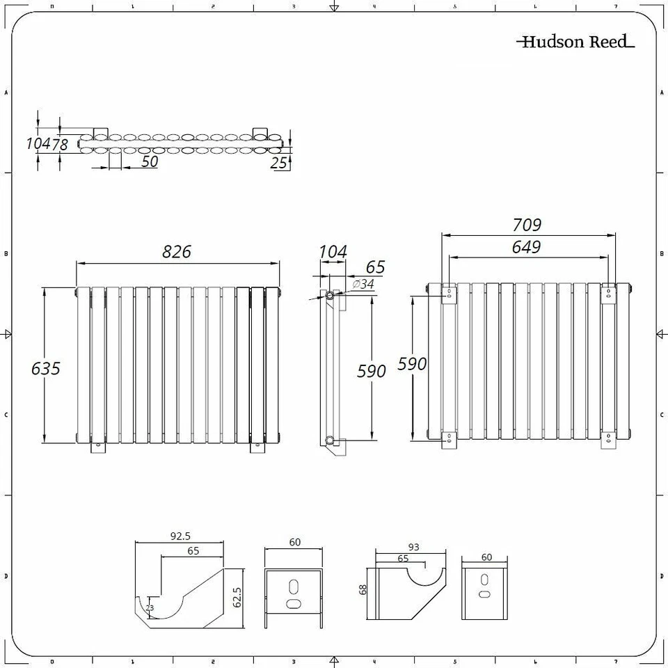Design Heizkörper Horizontal Doppel Antrazit 63,5x82,6x7,8 1304 Watt Stahl - Bild 4 von 4
