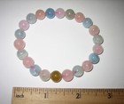 7.5" POLISHED 8mm ROUND AQUAMARINE / MORGANITE CRYSTAL STRETCH BRACELET 21.6g *8 — photo 3