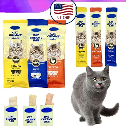 4PCS Cat squeeze treats,soft cat food for senior cats,squeeze cat 