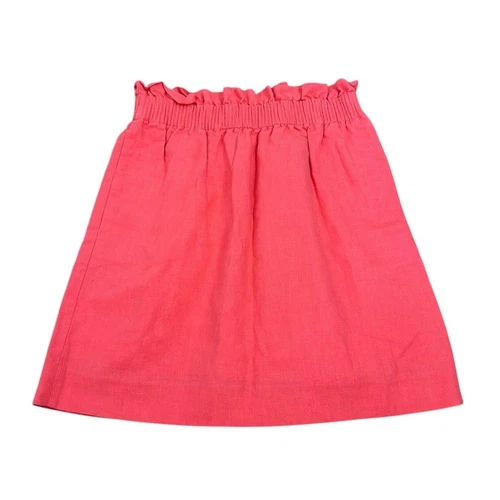 J. Crew Salmon Pink Paper Bag Waist Pull-On Linen Cotton Skirt Women’s Size 2