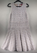 Vince Camuto Mini Dress Womens M Ivory Lace Sleeveless Cocktail Lined Formal