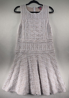 Vince Camuto Mini Dress Womens M Ivory Lace Sleeveless Cocktail Lined Formal