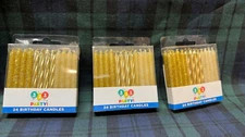 3 -  321 Party Gold and Sparkle Birthday Candles 24 ct