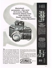 1958 Steinheil f1.9 Auto-Flash Quinon 55mm lens Exakta 35mm Camera Vintage Ad