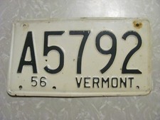 1956 VERMONT LICENSE PLATE FREE SHIPPING SEE MY OTHER PLATES