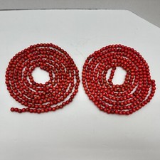 2 Wooden Red 3/8" Bead Christmas Garlands Country Primitive 9ft