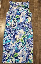 NWT Chaps Sheath Sleeveless Dress women size 14 blue flower ($80 tags)