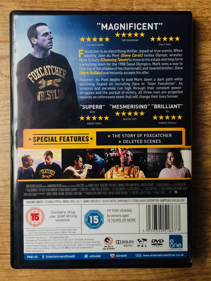 Foxcatcher (Channing Tatum, Steve Carell, Mark Ruffalo) region 2 DVD like new - Image 2 of 3