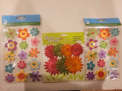 Petaloo Flora Doodles Daisies Jeweled Faux Leather Florettes Pink/Green/Orange