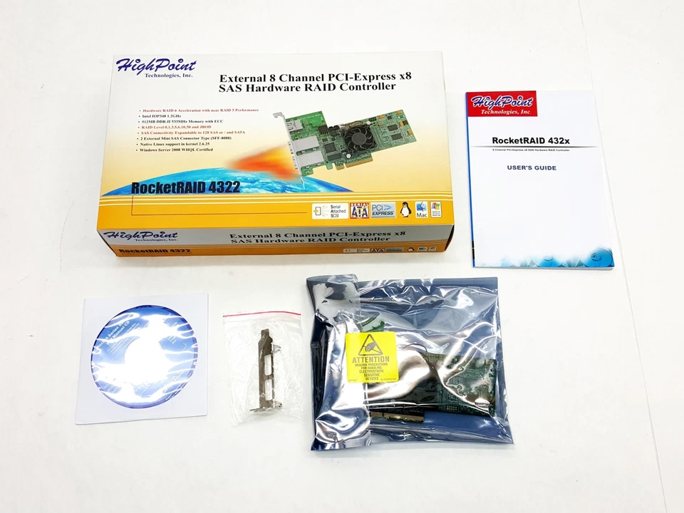HIGHPOINT ROCKETRAID 4322 EXTERNAL 8-CH PCI-E x8 SAS RAID CONTROLLER NIB RETAIL - Image 2 of 4