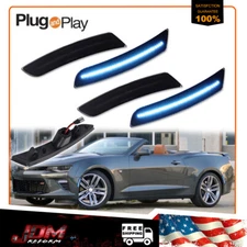 4X Smoked Front Rear Side Marker Lights Ice Blue LED For 2016-2023 Chevy Camaro