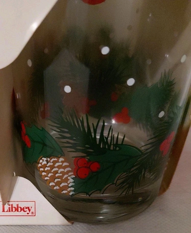 Four Vintage LIBBEY Pinecone & Holly Double Old Fashioned Glasses  1989. - Image 2 of 4
