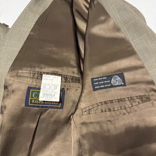 Chaps Ralph Lauren 2 piece Suit Brown Tan Wool Glen Plaid Men's 46 X Pants 40x35 - Picture 6 of 17