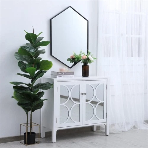 Elegant Decor Eternity 34" x 24" Hexagonal Metal Frame Mirror in Black - Picture 11 of 12