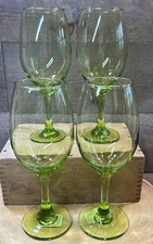 VTG CRISTAR Copa Agua Rioja Lime Green Wine Water Goblets GLASS 8.25” SET OF 4