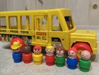 Fisher Price School Bus #192 Little People Vintage Toy Complete With 7 People