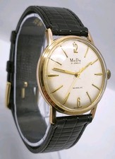 Vtg 1960s MuDu 21 Jewels Gold Plated Gents 33mm Mechanical Watch Geneva Sport 51