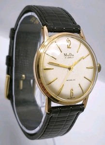 Authentic Vtg 1960s MuDu 21 Jewels Gold Plated Gents 33mm Mechanical Watch Geneva Sport 51