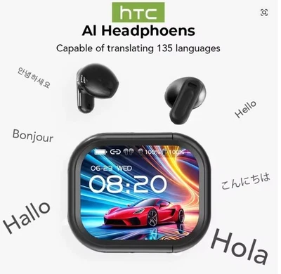 New BLACK HTC NE20 Bluetooth 6.0 Wireless Headphones Translation Earphones