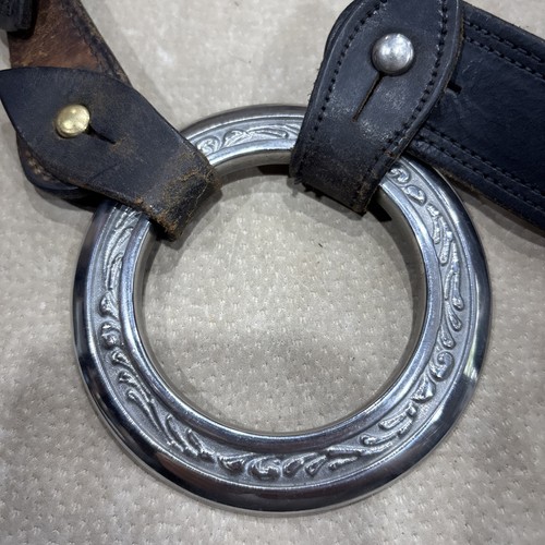 Al Stohlman Brand Vintage Black Leather Belt Floral Tooled Silver Details - Picture 4 of 4