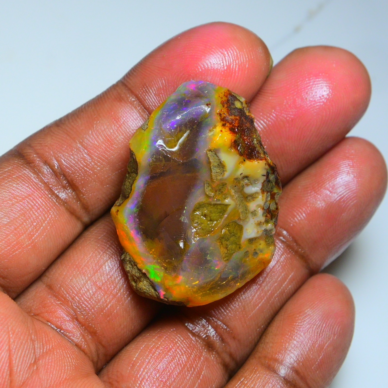 HUGE 103.00  Cts Natural Ethiopian Opal Rough - Multi Fire Welo Opal Raw Crystal