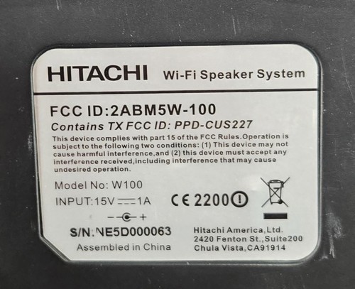 Altavoz Hitachi W100 Inteligente Inalámbrico Wifi/Bluetooth Control de Aplicación Transmisión de Música - Imagen 7 de 7