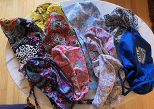 Lot Of 11 Surgical Caps Random Prints Elastic Adjust Hats Scrubs Medical GUC