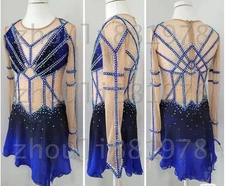 Ice Figure Skating Dress Figure Skating Dress For Competition blue dyeing