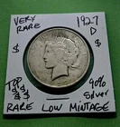 1927 D Peace Silver Dollar Ultra Rare Low Mintage Higher Collector Grade Silver