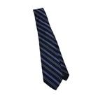 Brooks Brothers Tie Mens One Size Navy Blue Classic Stripe Silk Cotton Italy USA