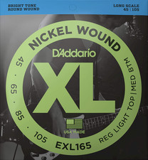 D'Addario EXL165 Nickel Wound Bass Strings, Custom Light, 45-105, Long Scale
