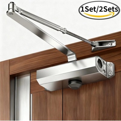 65-85 Kgs Size4 Commercial Door Closer Silver Aluminium Alloy Heavy Duty NEW