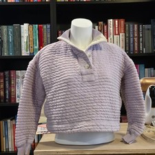 Everlane Organic Cotton Quilted Mockneck Sweatshirt sz S cropped