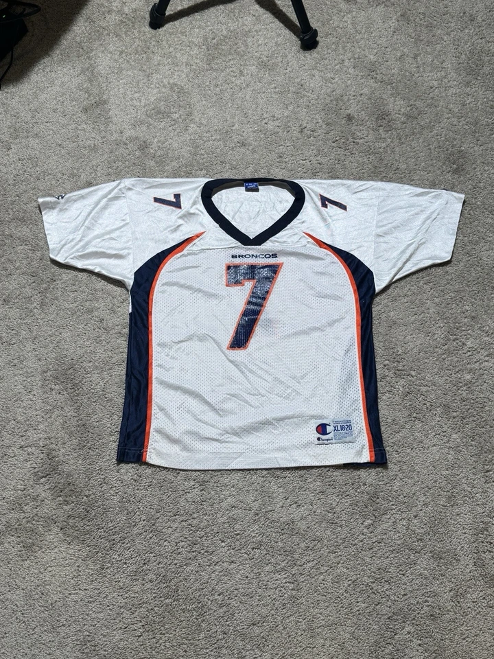 Camiseta de fútbol vintage de los 90 blanca y naranja campeón Denver Broncos Elway YouthXL Foto 2 de 4