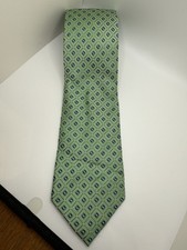 Nautica Green Geometric Silk Tie Blue Diamond Pattern Classic 3.25  Wide 63  