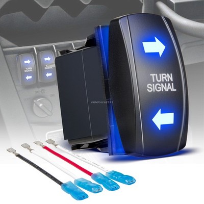 Turn Signal Rocker Switch 4PIN Blue LED Toggle Switch ON-Off-ON SPDT For Polaris