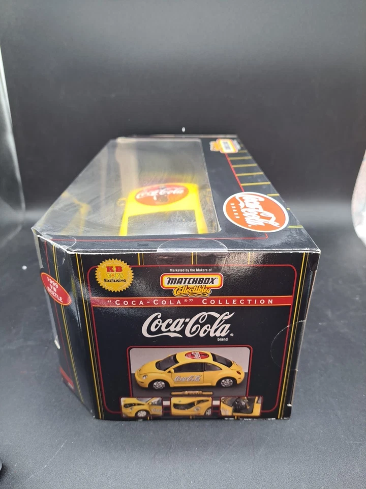 1999 Matchbox Volkwagen VW Beetle  Yellow Coca Cola 1/18 Large Scale 9" - Image 2 of 4
