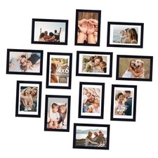 Picture Frame Set of 12 with Shatter Resistant Plexiglass, Classic Thin 4x6