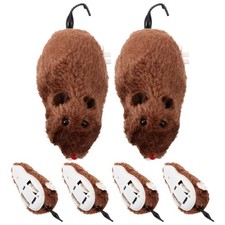 6 Pcs Wind Up Plush Mouse Toys Cat Clockwork Toy Pet Supplies